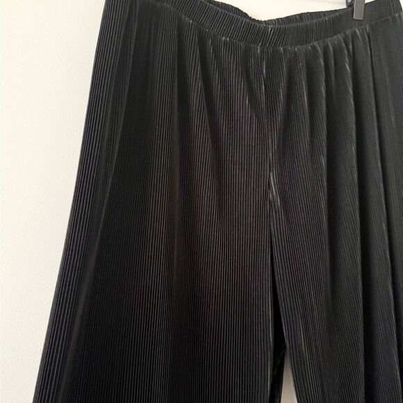 RO & DE Nordstrom Accordion Pleated Cropped Wide Leg in Black - Size XL - Picture 2 of 6